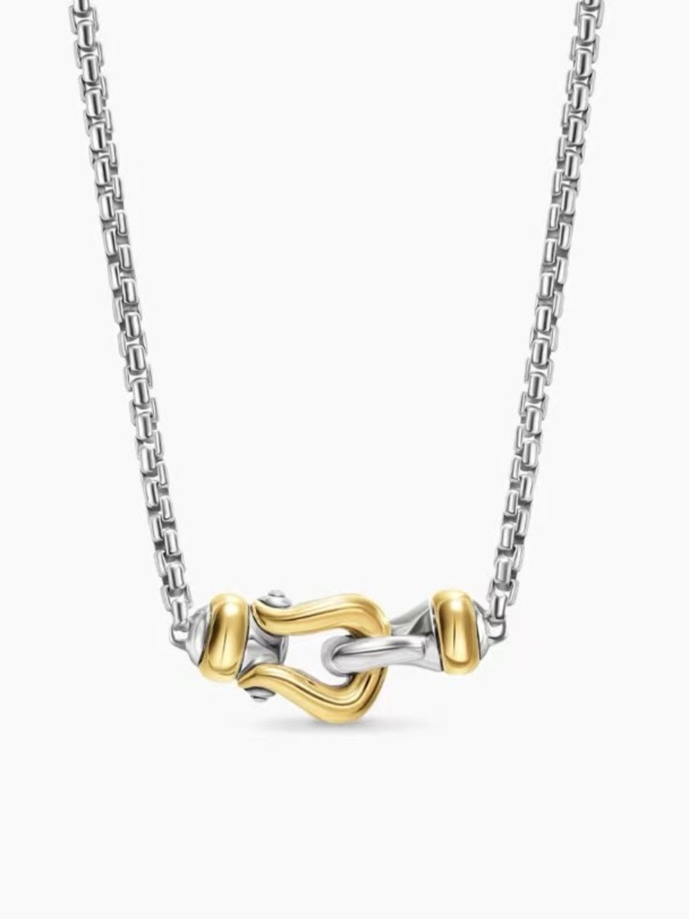David Yurman Silver and Gold Sculpted Knot Necklace